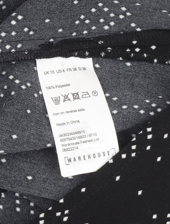 Warehouse Women's Black Geometric Knee Dress Size 10