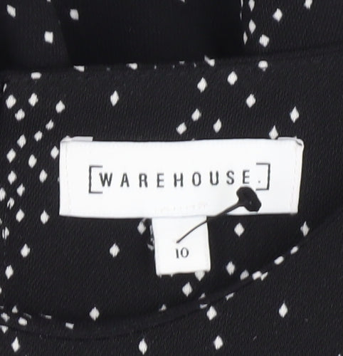 Warehouse Women's Black Geometric Knee Dress Size 10