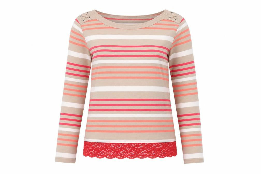 Front view of Bonmarché Women's Multicoloured Striped Top M