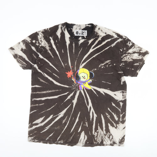 BT21 Men's Black Graphic Cartoon T-Shirt Size L