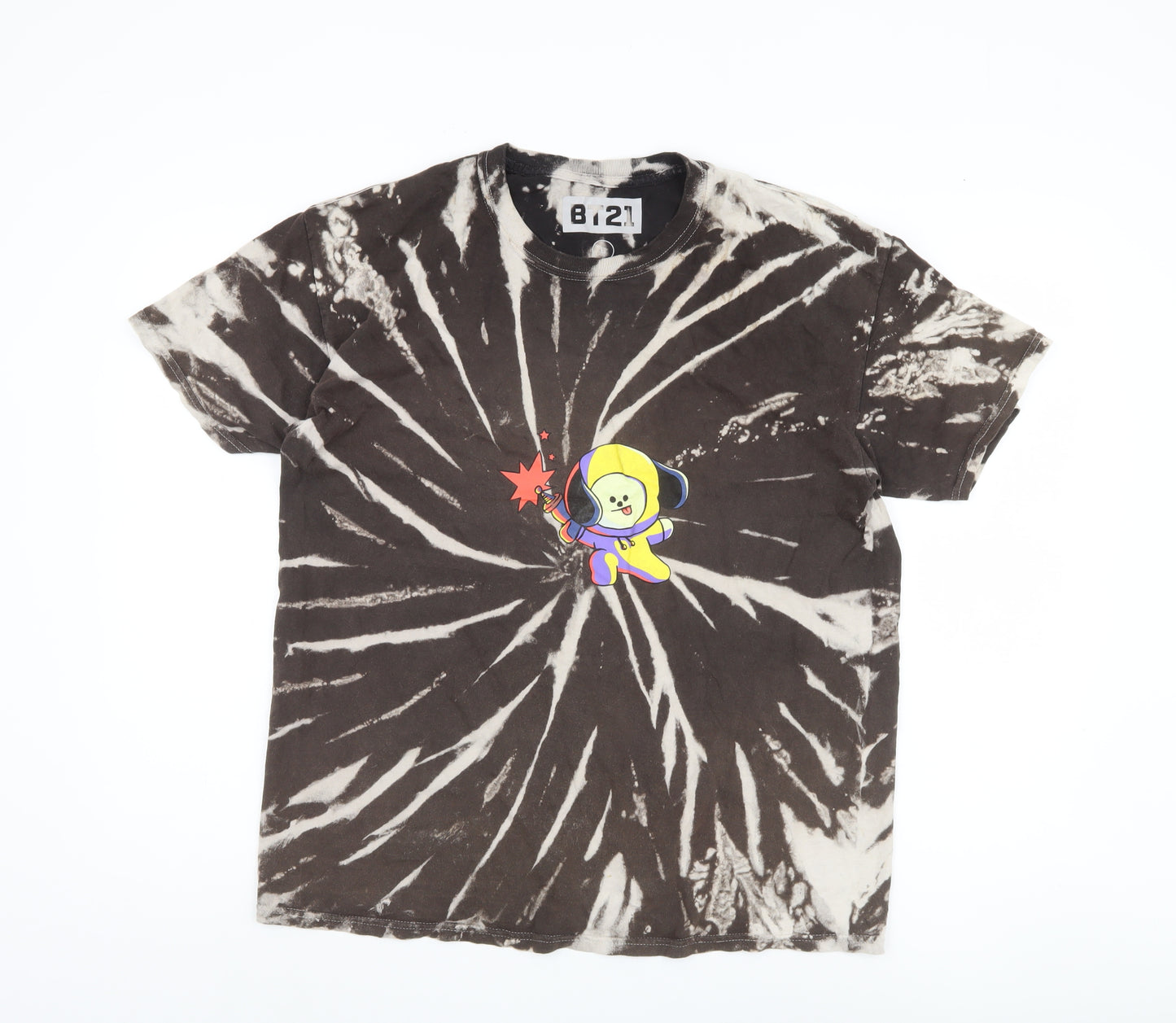 BT21 Men's Black Graphic Cartoon T-Shirt Size L