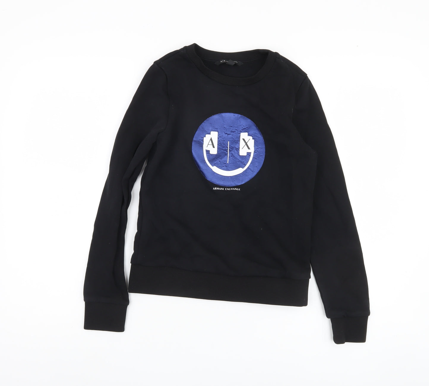 Armani Exchange Boys Black XS Graphic Crew Neck Sweatshirt