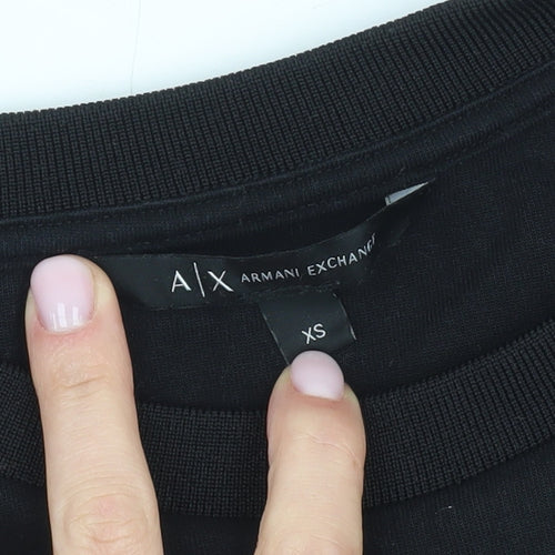 Armani Exchange Boys Black XS Graphic Crew Neck Sweatshirt