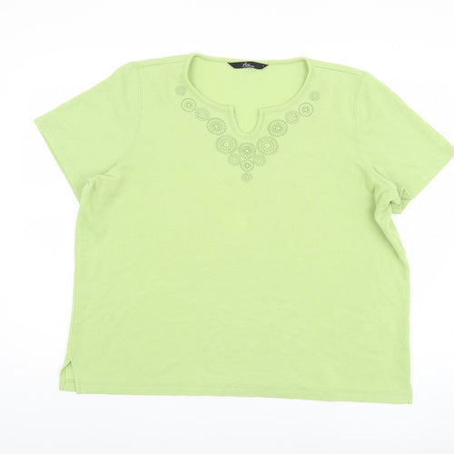 Bm collection Women's Green Embroidered T-Shirt - L