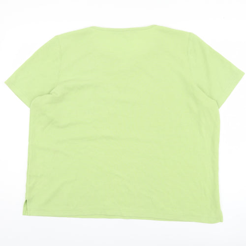 Bm collection Women's Green Embroidered T-Shirt - L