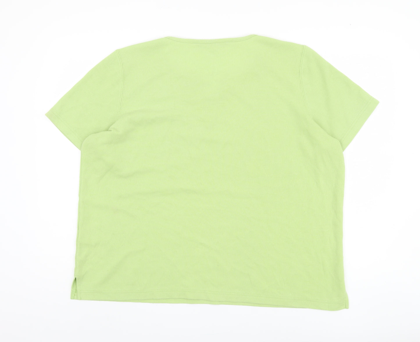 Bm collection Women's Green Embroidered T-Shirt - L