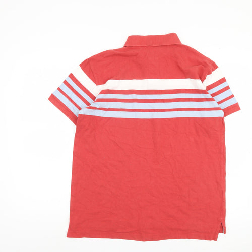 Gap Men's Red Striped Polo Shirt L Casual Cotton