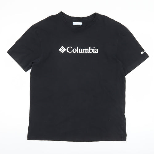 Columbia Men's Black Cotton Logo T-Shirt, L, Short Sleeve