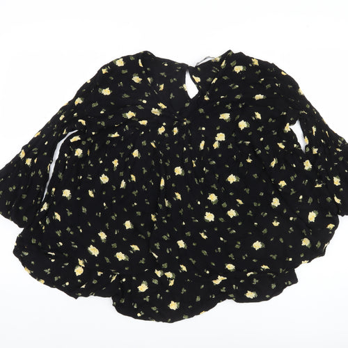 Very Women's Black Floral Tunic Blouse, Size 20
