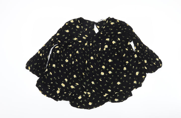Very Women's Black Floral Tunic Blouse, Size 20