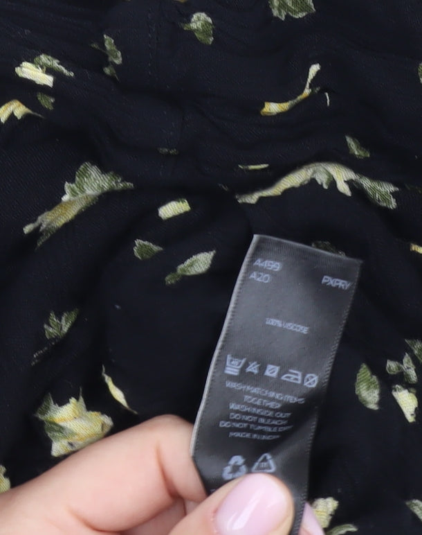 Very Women's Black Floral Tunic Blouse, Size 20