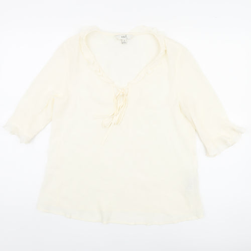Marks & Spencer Ivory 3/4 Sleeve Tunic Blouse, Size 8