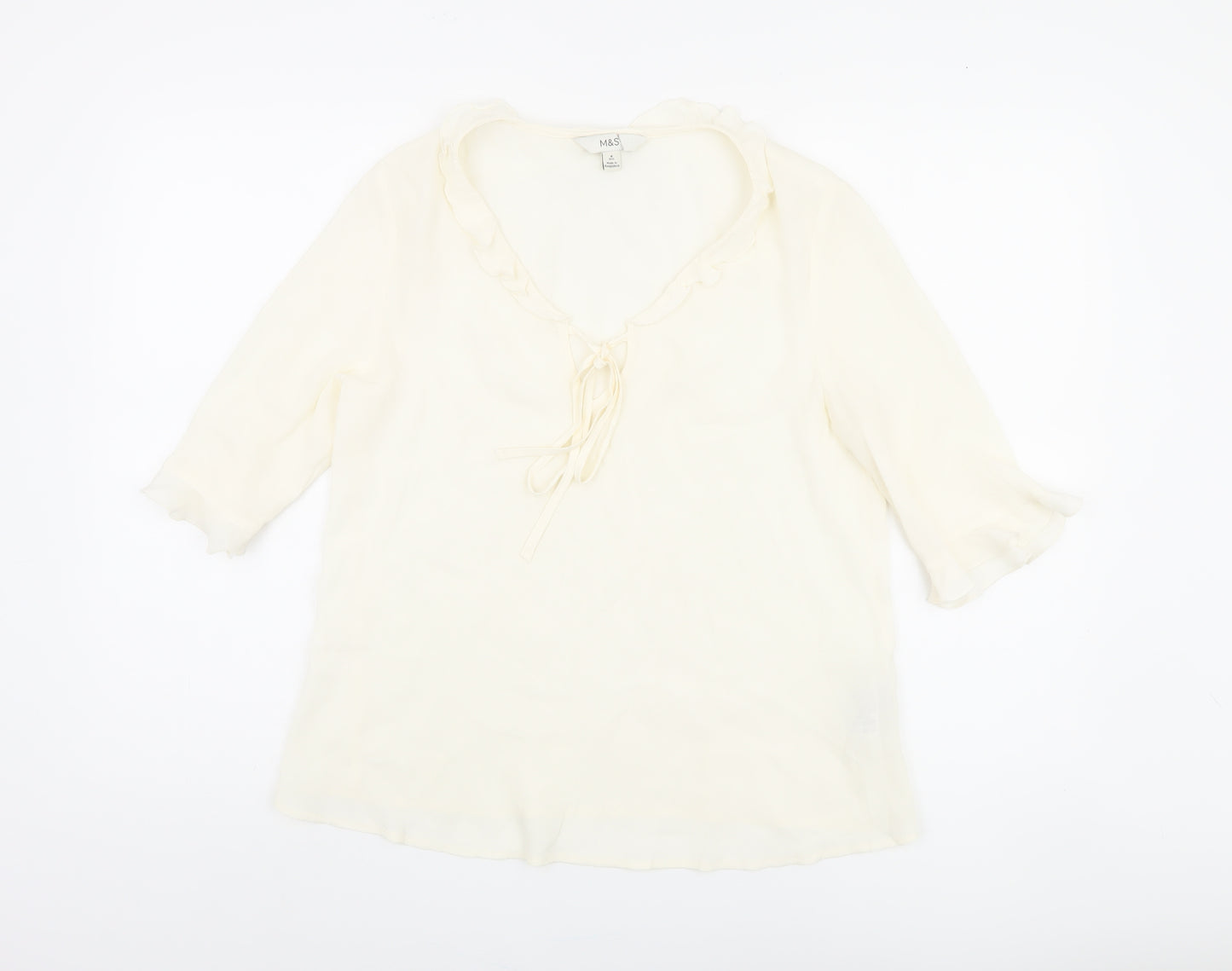Marks & Spencer Ivory 3/4 Sleeve Tunic Blouse, Size 8