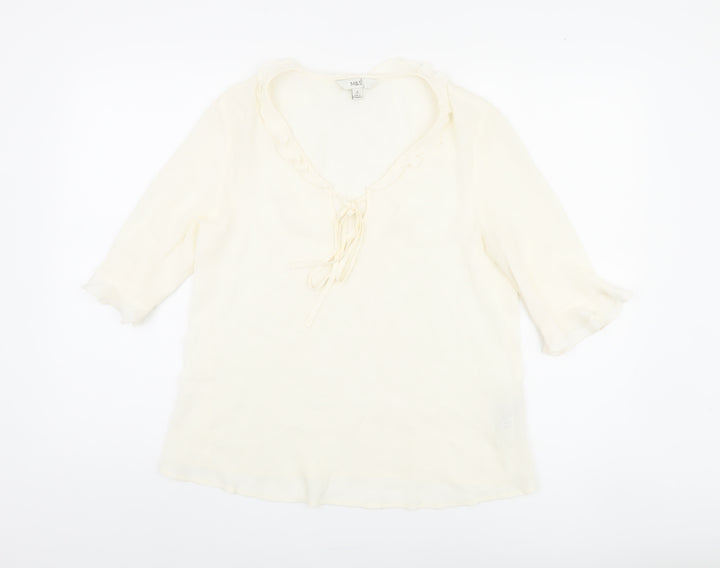 Marks & Spencer Ivory 3/4 Sleeve Tunic Blouse, Size 8