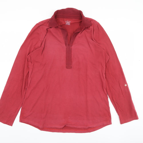 Lands' End Women's Red Collared Button-Up M