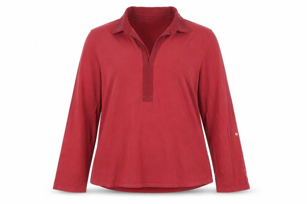 Lands' End Women's Red Collared Button-Up M