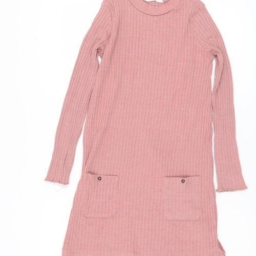 MNG Girls Pink Tunic Jumper, Size 30, Knit High Neck