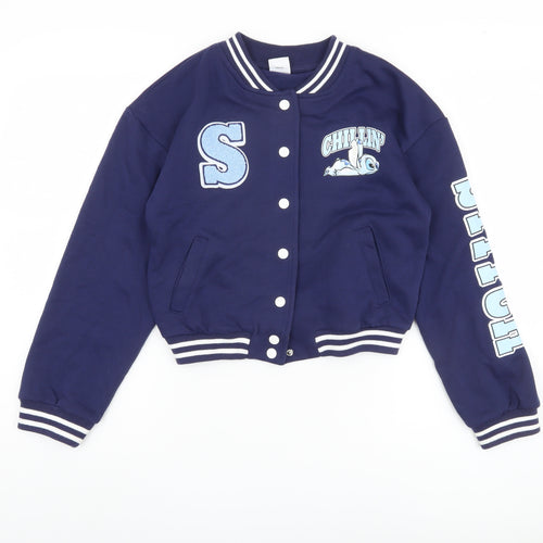 Disney Girls Blue Stitch Varsity Jacket 11-12 Years