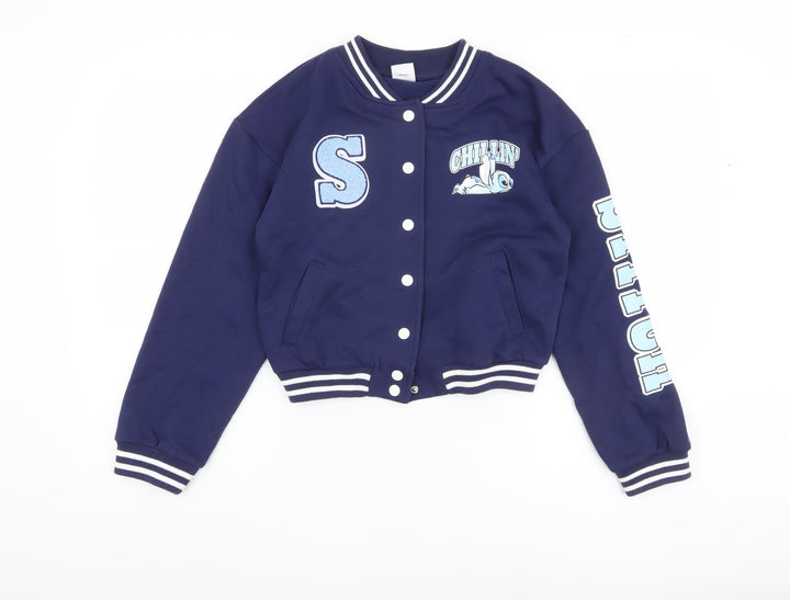 Disney Girls Blue Stitch Varsity Jacket 11-12 Years