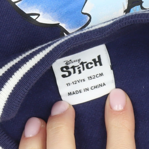 Disney Girls Blue Stitch Varsity Jacket 11-12 Years