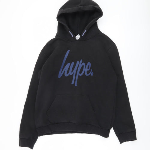 Hype Boys Black Pullover Hoodie Size 14 Years Logo Design
