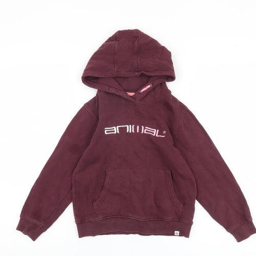 Animal Girls Burgundy Hoodie 7-8 Years Pullover Logo