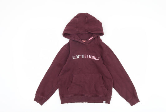 Animal Girls Burgundy Hoodie 7-8 Years Pullover Logo