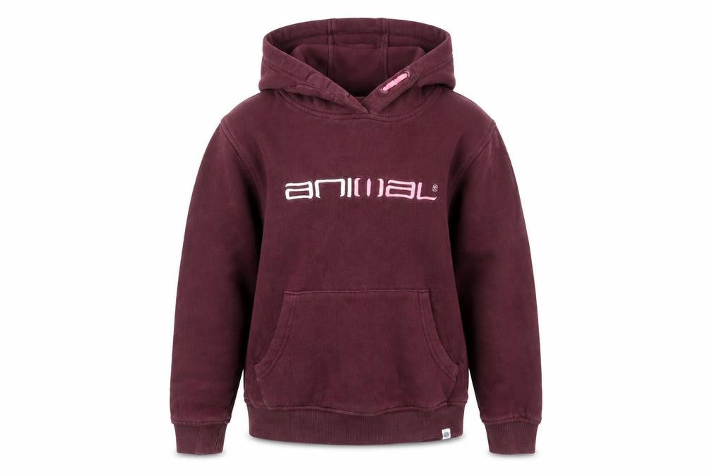 Animal Girls Burgundy Hoodie 7-8 Years Pullover Logo
