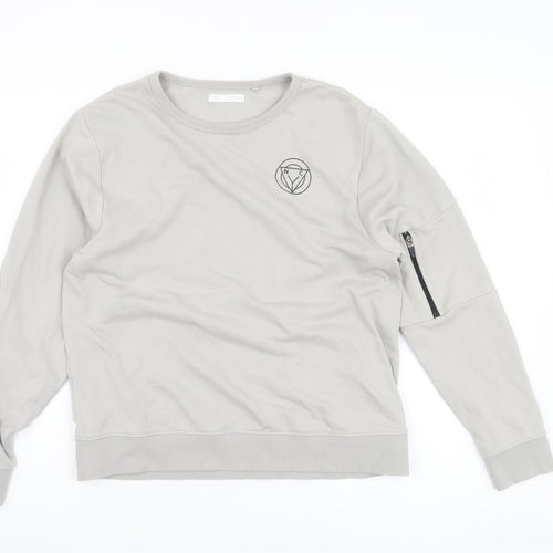 Next Boys Grey Pullover Sweatshirt with Zip Pocket, Size 158