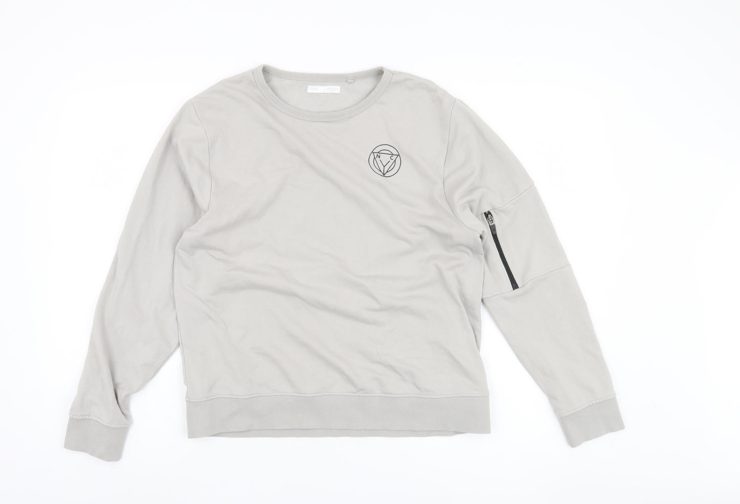 Next Boys Grey Pullover Sweatshirt with Zip Pocket, Size 158