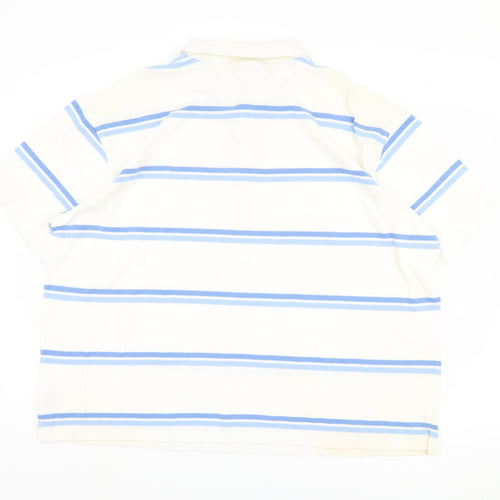 Cotton Traders Men's 3XL White Striped Polo Shirt