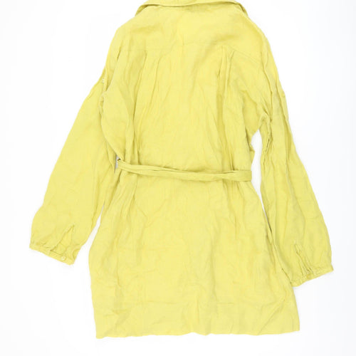 Marks and Spencer Yellow Linen Shirt Dress, Size 14