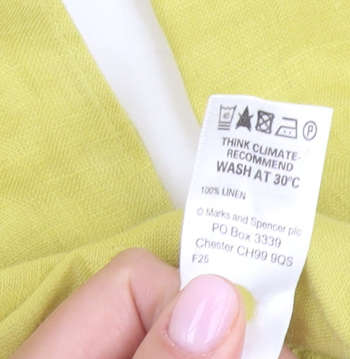 Marks and Spencer Yellow Linen Shirt Dress, Size 14