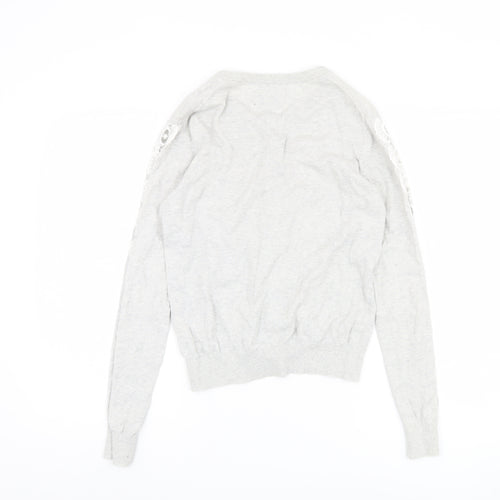 Jack Wills Women's Grey Cardigan Size 10, Button Accents