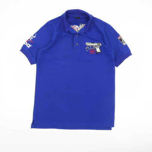 Medallion Men's Blue Graphic Polo Shirt, L