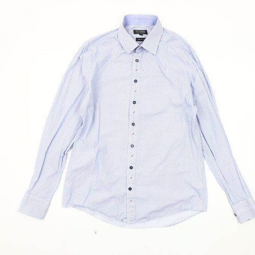 Stvdio by Jeff Banks Men's Blue Geometric Shirt 15.5