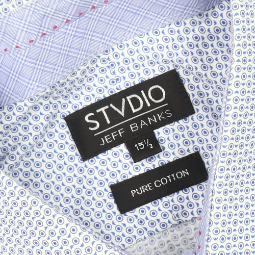 Stvdio by Jeff Banks Men's Blue Geometric Shirt 15.5