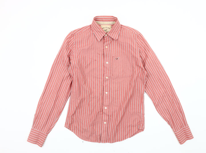Hollister Men's Red Striped Button-Up Shirt Size S