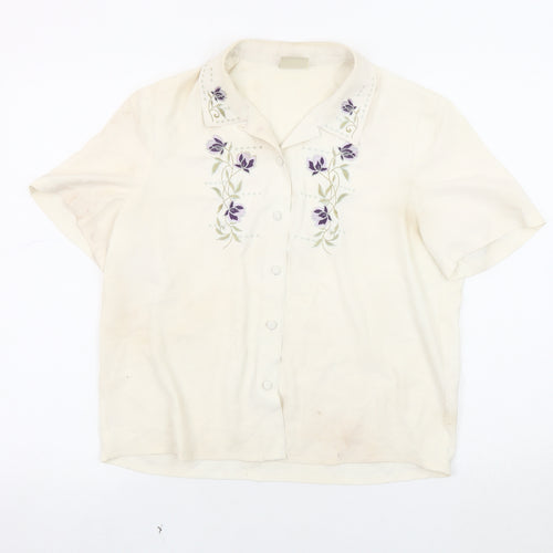 Eastex Women's Ivory Embroidered Blouse Size 10