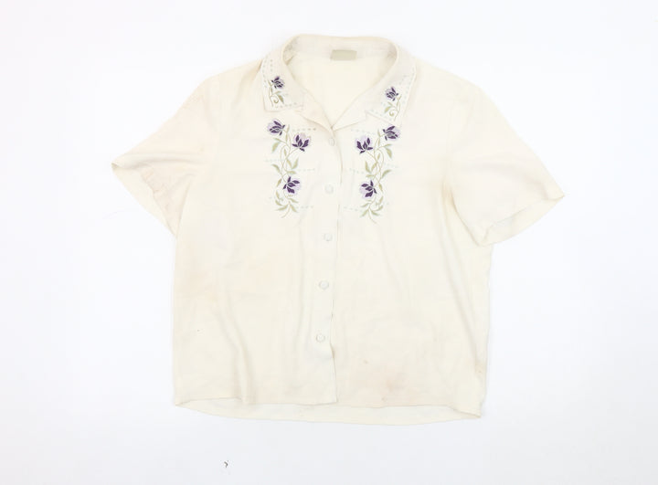 Eastex Women's Ivory Embroidered Blouse Size 10