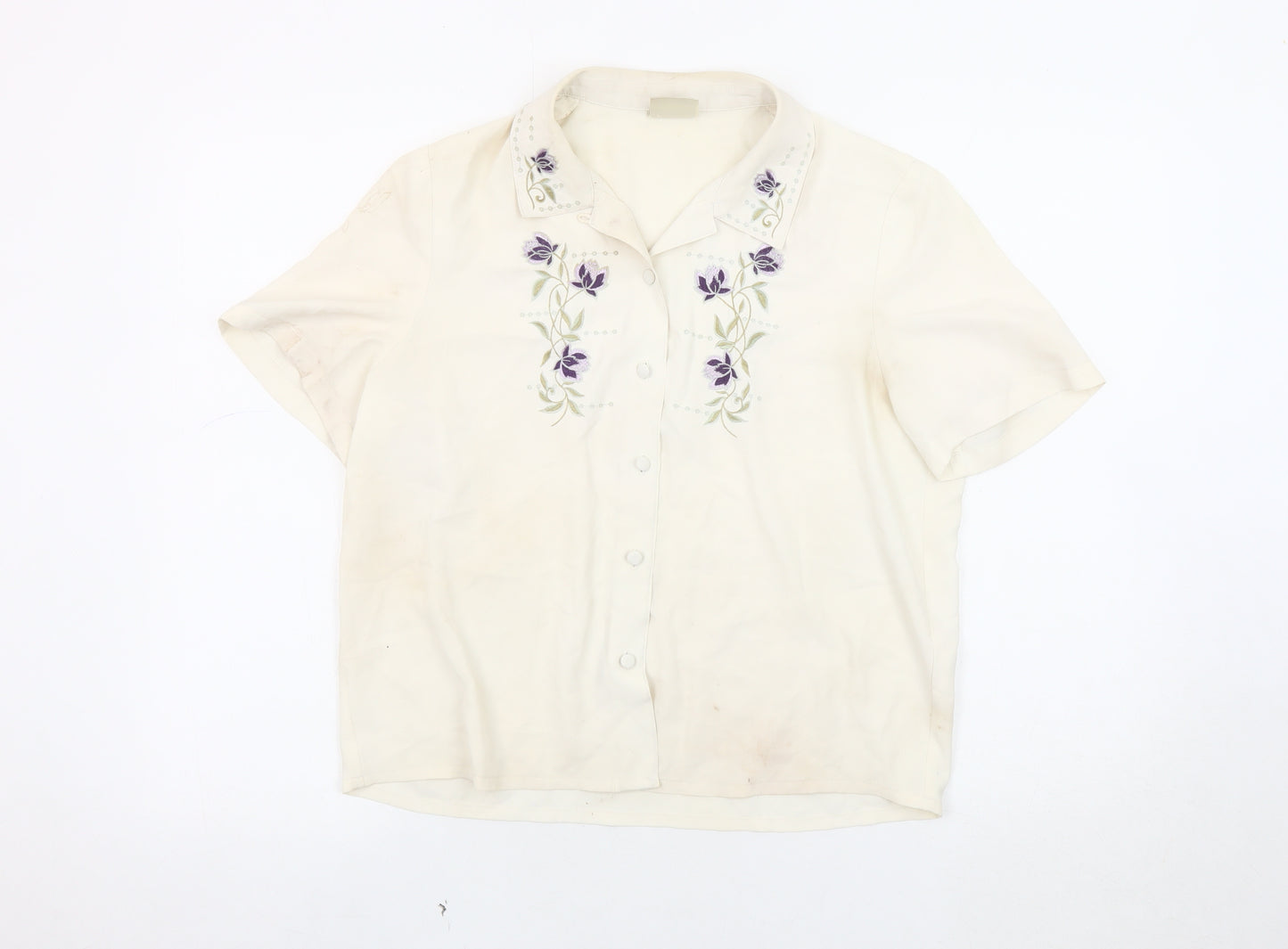 Eastex Women's Ivory Embroidered Blouse Size 10