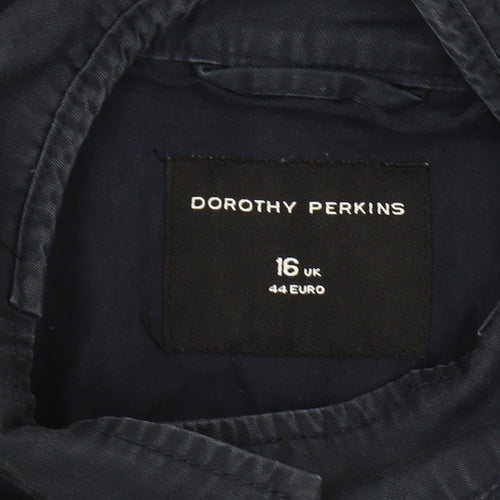 Dorothy Perkins Women's Blue Military Jacket Size 16