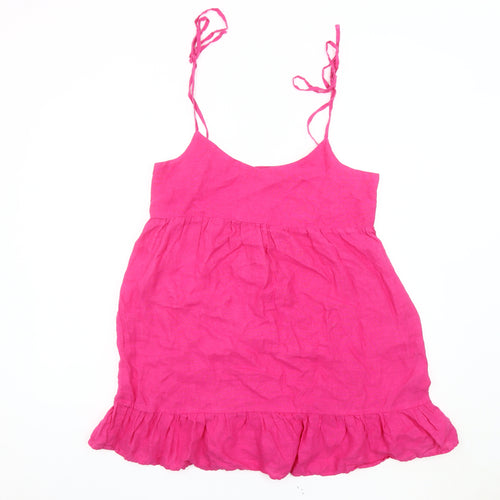 Zara Women's Pink Linen Camisole Tank M Summer