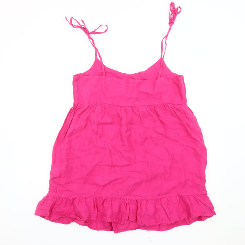 Zara Women's Pink Linen Camisole Tank M Summer