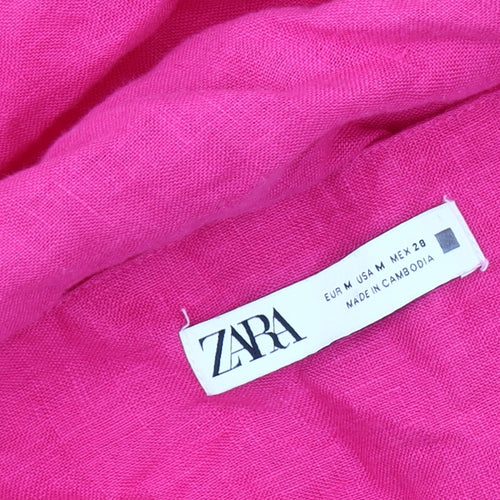 Zara Women's Pink Linen Camisole Tank M Summer