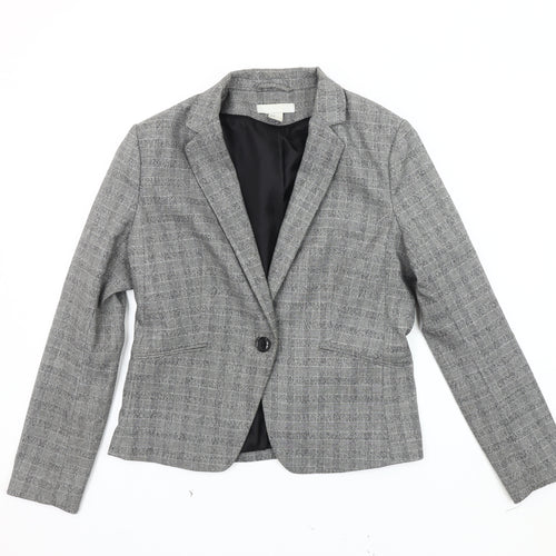 H&M Grey Women's Checked Blazer Size 14