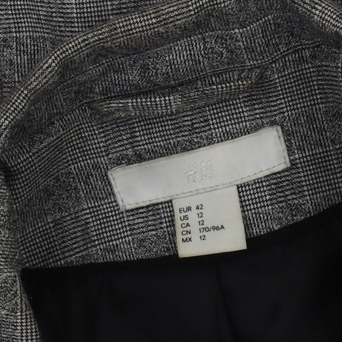H&M Grey Women's Checked Blazer Size 14