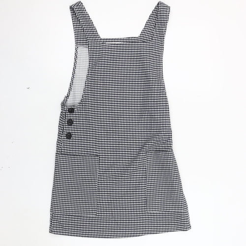 MNG Women's Blue Houndstooth Pinafore Dress Size 6