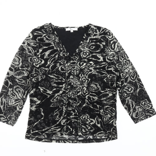 Kiss Collection Women's Black Floral Lace Blouse, Medium