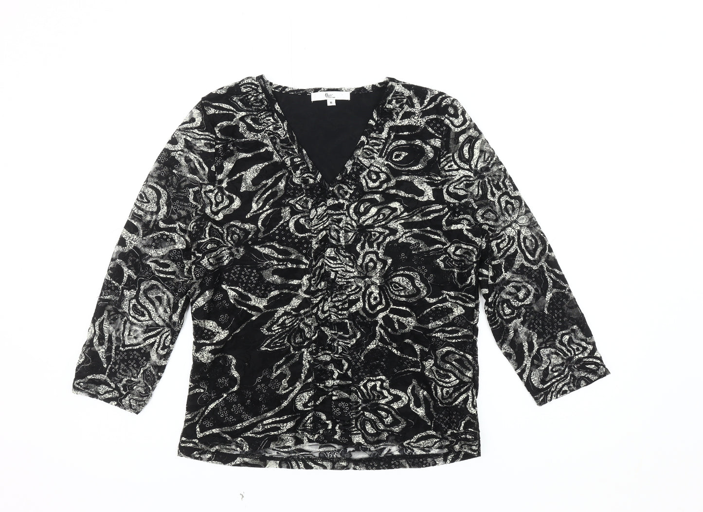 Kiss Collection Women's Black Floral Lace Blouse, Medium